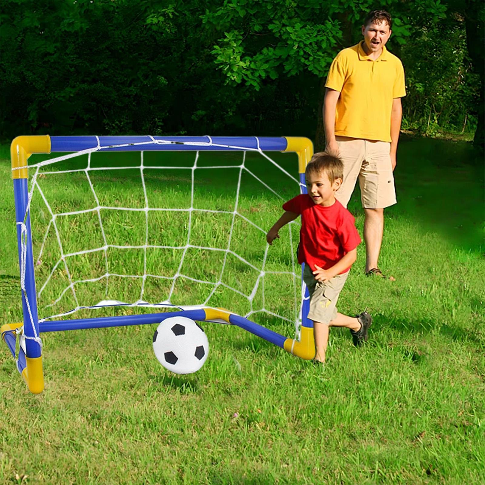 Kids Outdoor Lawn Equipment - Rede de futebol infantil com bomba,