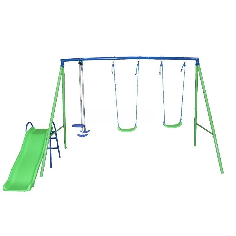 Kids Outdoor Swing Set With Slide - Conjunto de balanço e escorregador para