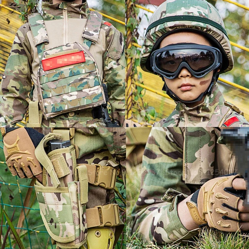 Kids Outdoor Youtube - Crianças tático camuflagem terno forças especiais