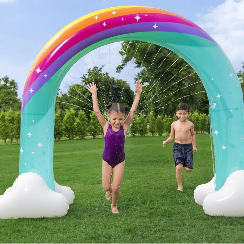 Kids Outdoor Lawn Equipment - Arco-íris Inflável Gigante com Jato de