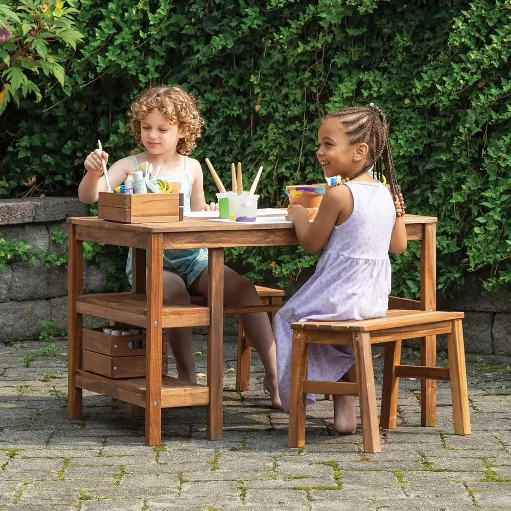 Kids Outdoor Picnic Table - Conjunto de Mesa e 2 Bancos