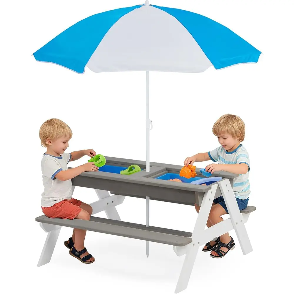 Kids Outdoor Picnic Table - Mesa de Piquenique de Madeira Conversível