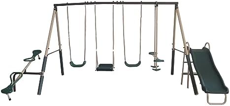 Kids Outdoor Swing Set With Slide - Conjunto de Brinquedos para Crianças ao