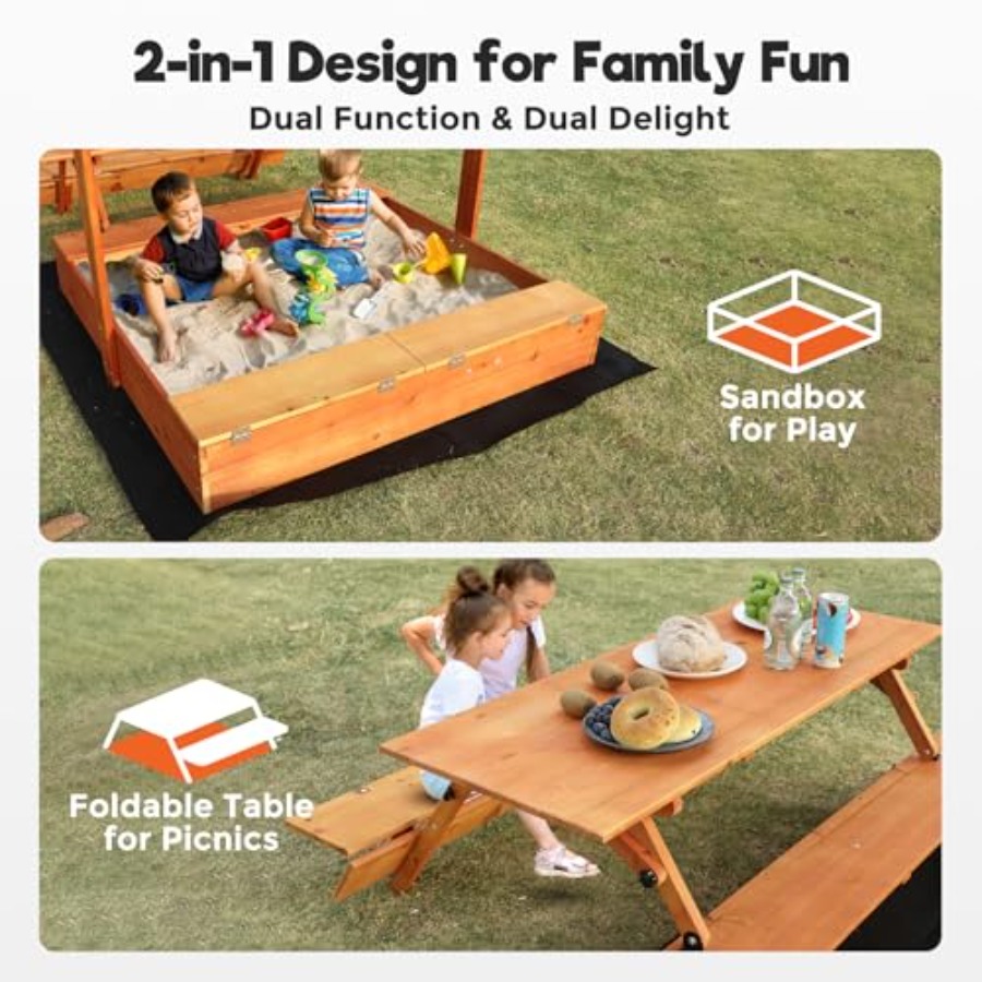 Caixa de areia de madeira para - Kids Outdoor Picnic Table avaliação e preço