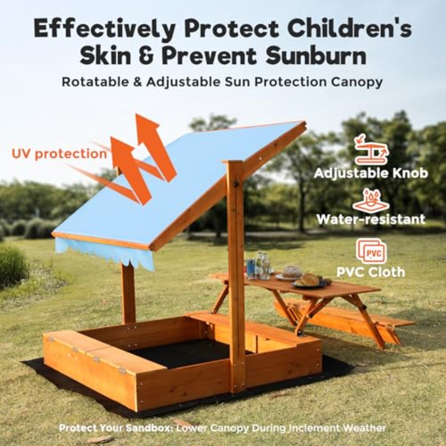Caixa de areia de madeira para - Kids Outdoor Picnic Table avaliação e preço