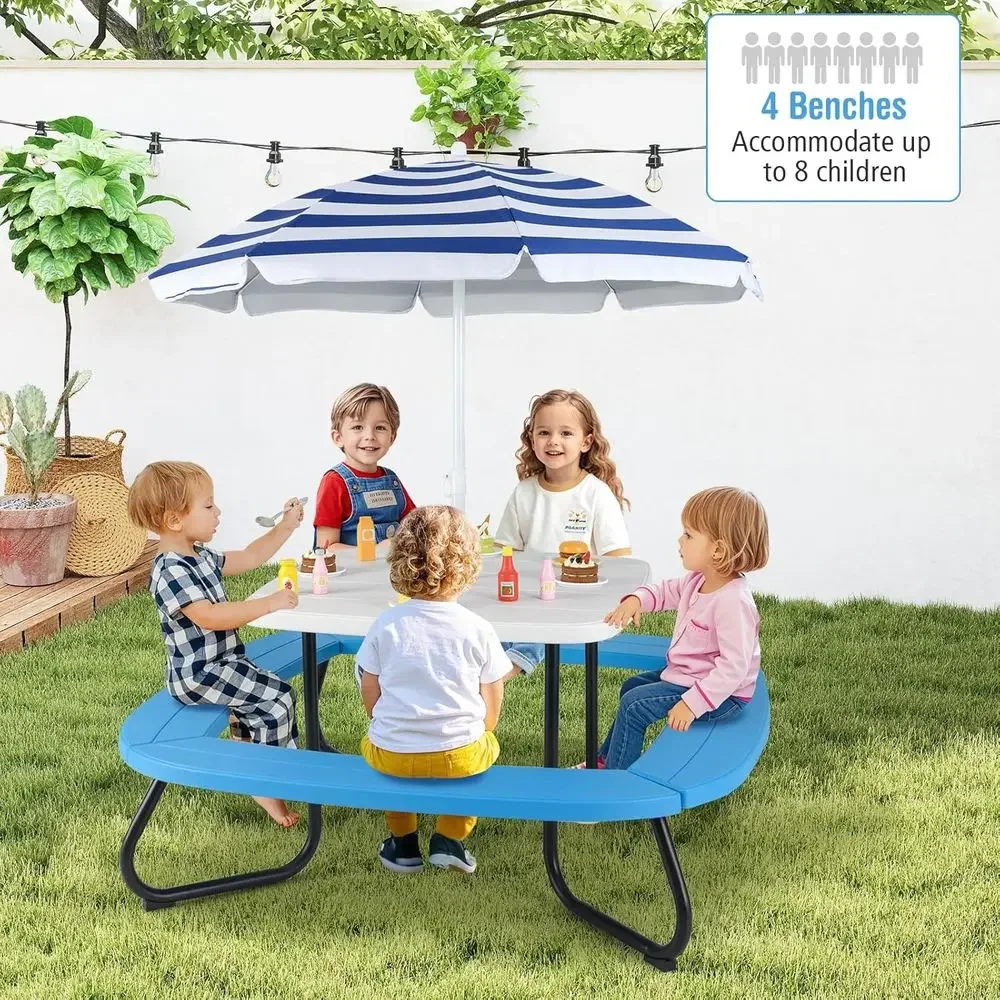 Mesa de Piquenique para 8 Cria - Kids Outdoor Picnic Table avaliação e preço