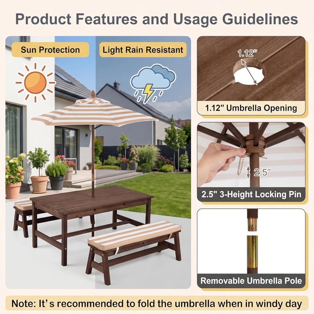 Mesa de piquenique infantil, t - Kids Outdoor Picnic Table avaliação e preço