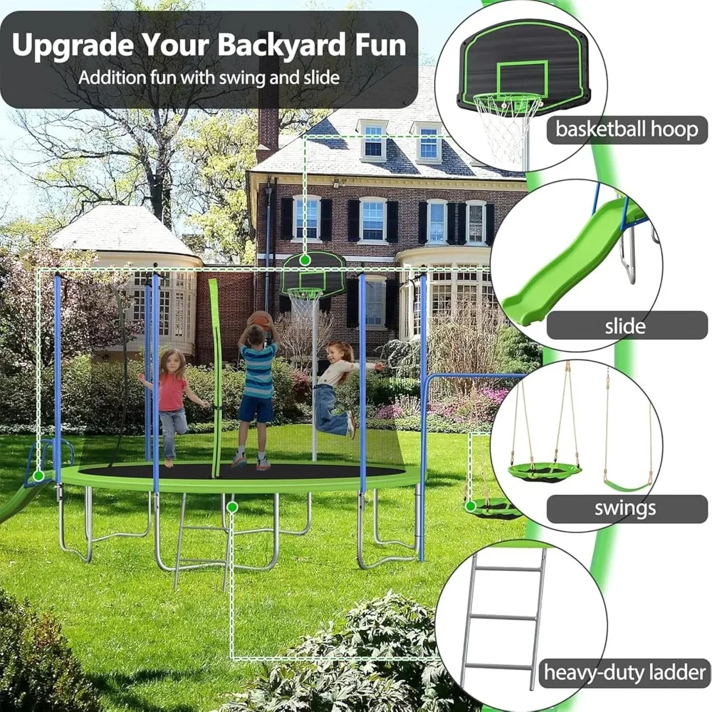 Conjunto de Trampolim de 12-14 - Kids Outdoor Swing Set With Slide avaliação e preço