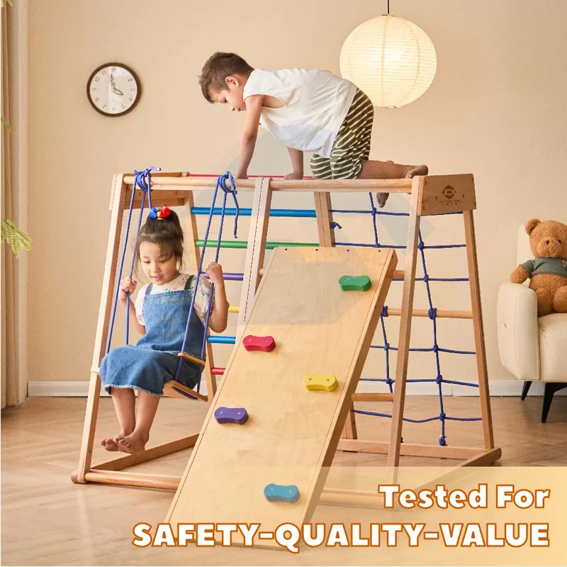 Estrutura de Escalada de Madei - Kids Outdoor Swing Set With Slide avaliação e preço